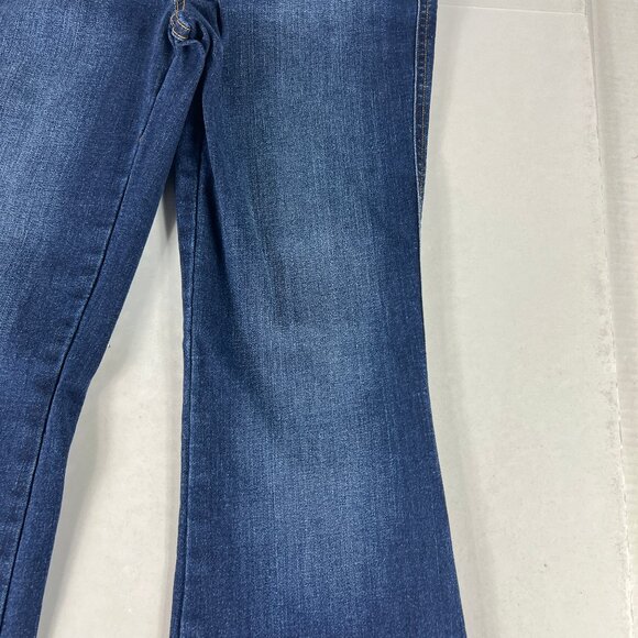 Spanx Jean Women 29x32* Pull On Flare High Rise Blue Stretch Denim Tag M #20327R - Picture 3 of 16